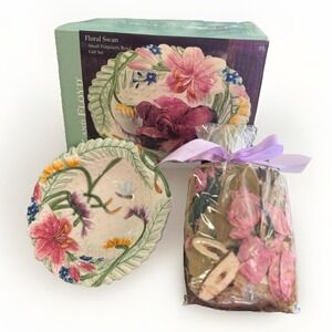 Fitz‎ & Floyd Floral Swan Gift Set Small Potpourri Bowl, Floral Candy Dish